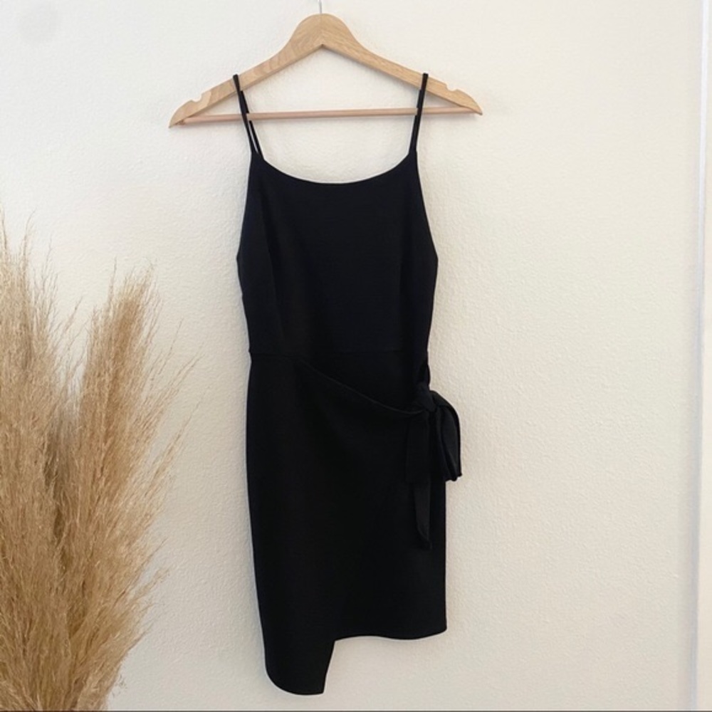 Black Slip Dress with Tie Detail